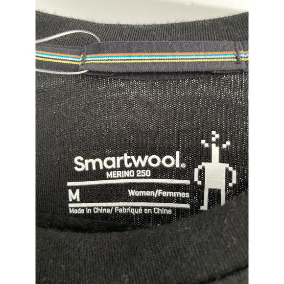 Smartwool Shirt Womens Medium Black Merino 250 Baselayer Crew Thermal Top - Picture 4 of 9